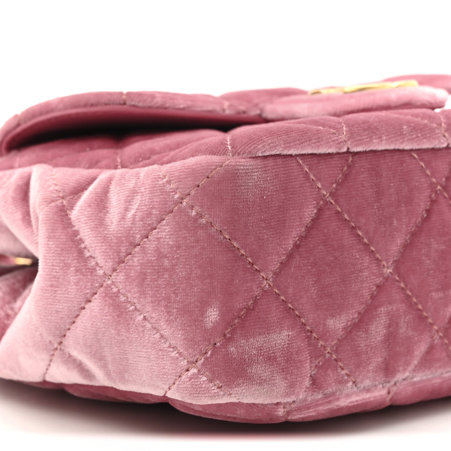Velvet Quilted Small Wavy CC Hobo Pink