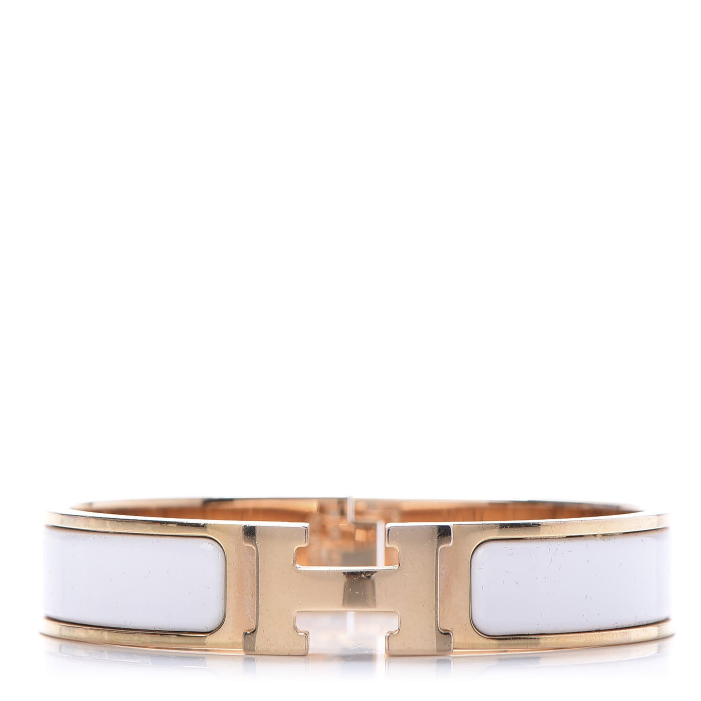 Enamel Narrow Clic Clac H Bracelet PM White
