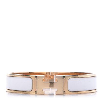 Hermes Enamel Narrow Clic Clac H Bracelet PM White 1 of 14