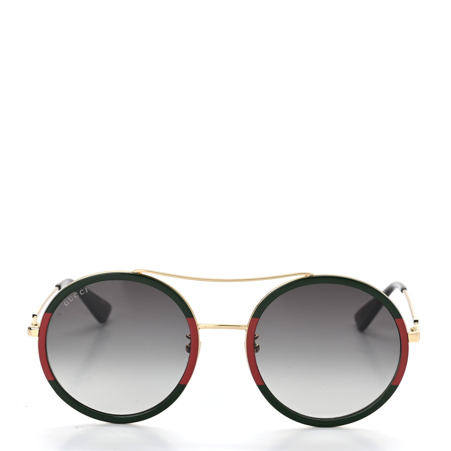 Gucci Metal Round Frame Sunglasses GG0061S Green Red 2 of 8