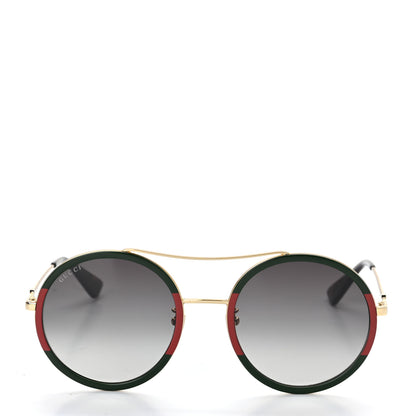 Gucci Metal Round Frame Sunglasses GG0061S Green Red 2 of 8