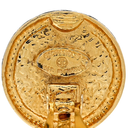 Chanel CC Round Clip On Earrings Black Gold 4 of 4
