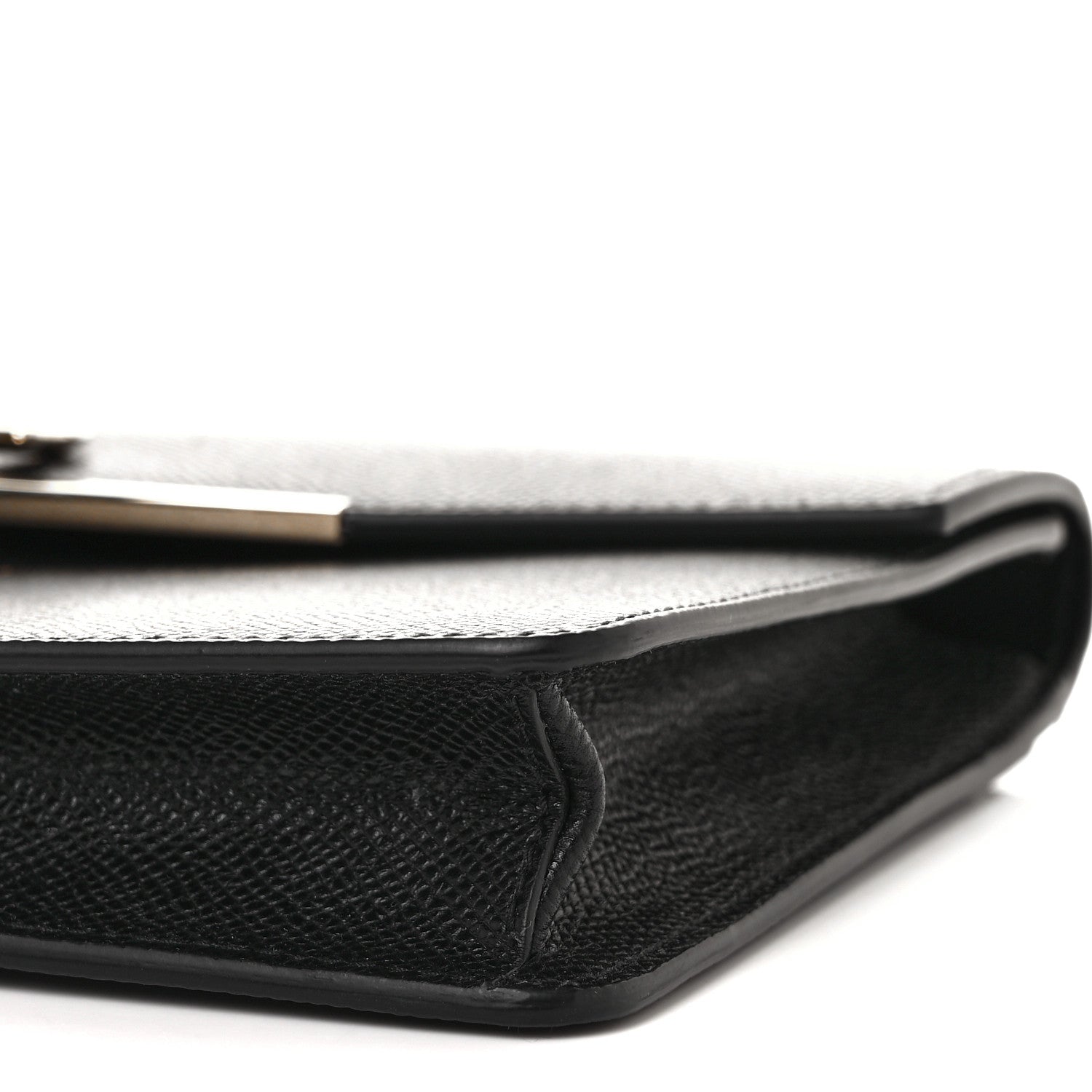 Salvatore Ferragamo Hammered Calfskin Gancio Wallet On Chain Black 7 of 7