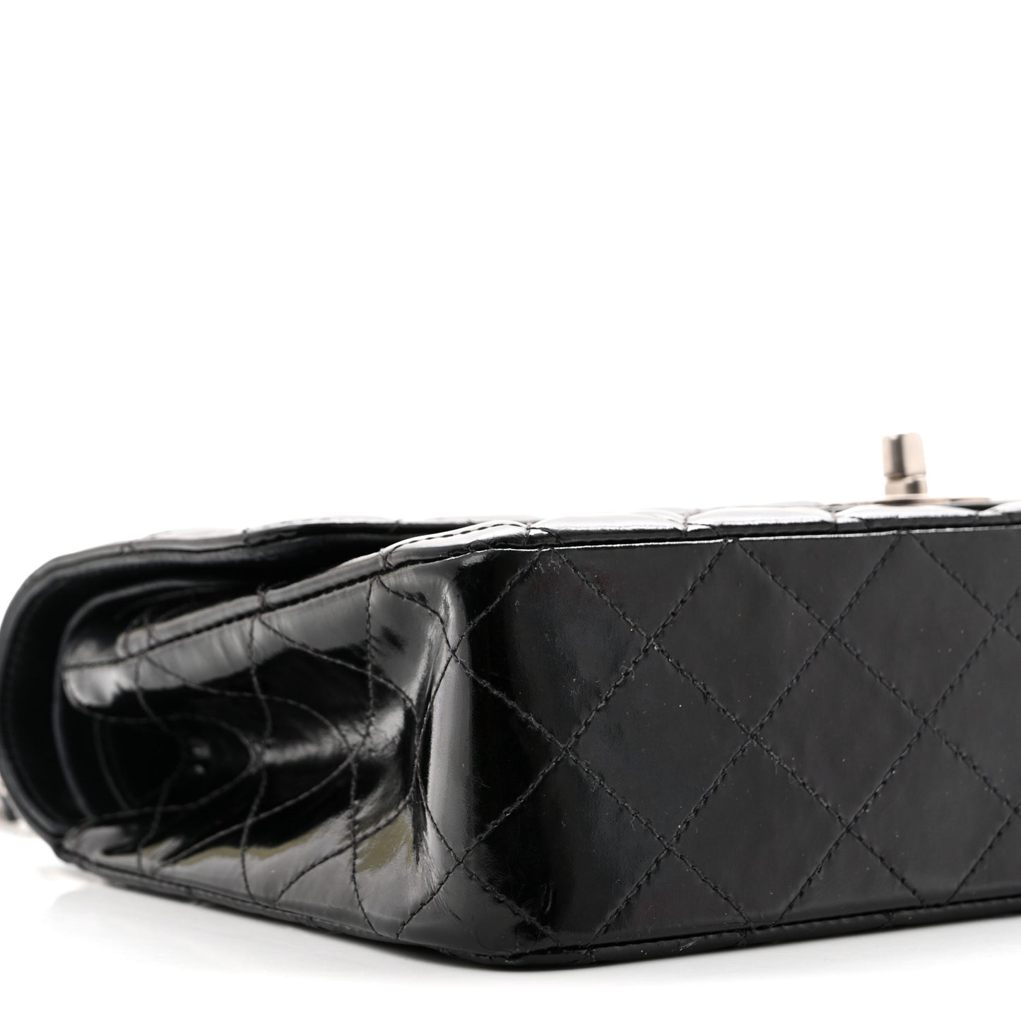 Patent Quilted Medium Double Flap Black