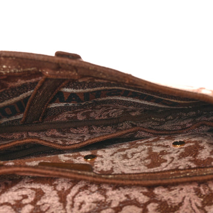 Christian Dior Canvas Embroidered Brocart Saddle Bag Metallic Pink 5 of 10