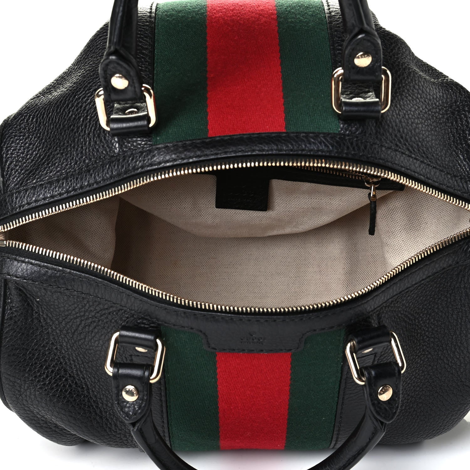 Gucci Calfskin Vintage Web Medium Boston Black 4 of 7