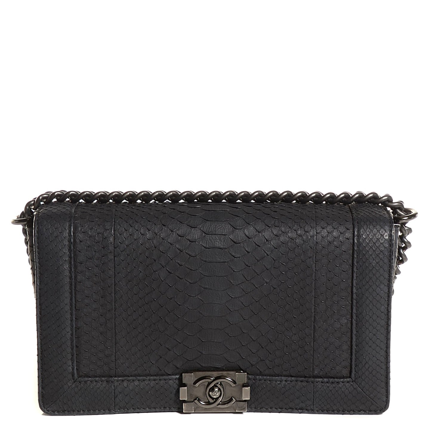 Matte Python New Medium Boy Flap Black