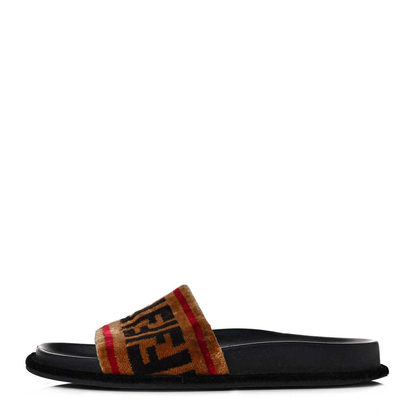 Velvet FF Slide Sandals 37 Testa di Moro Tobacco Fragola