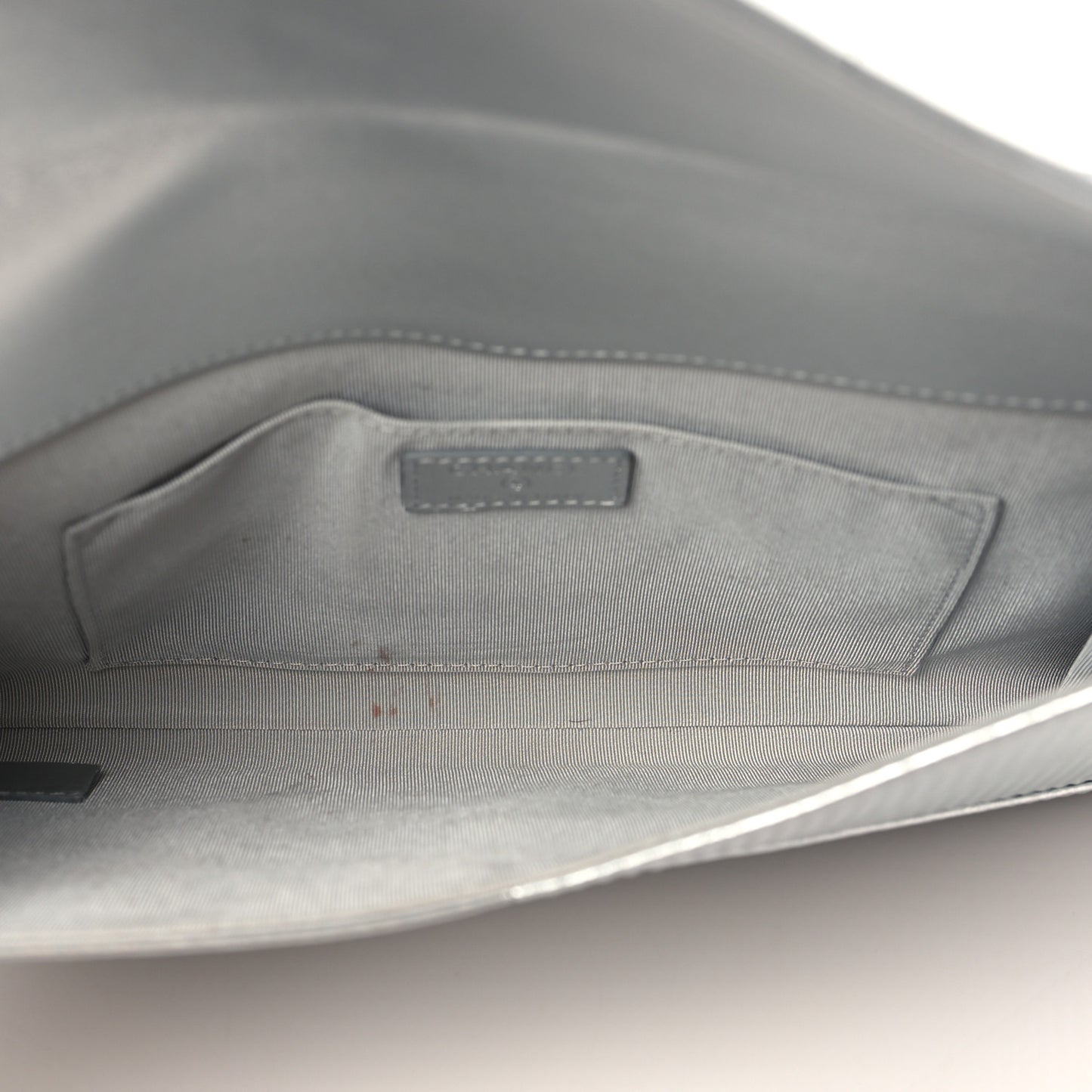 Metallic Lambskin Embossed Envelope Clutch Silver