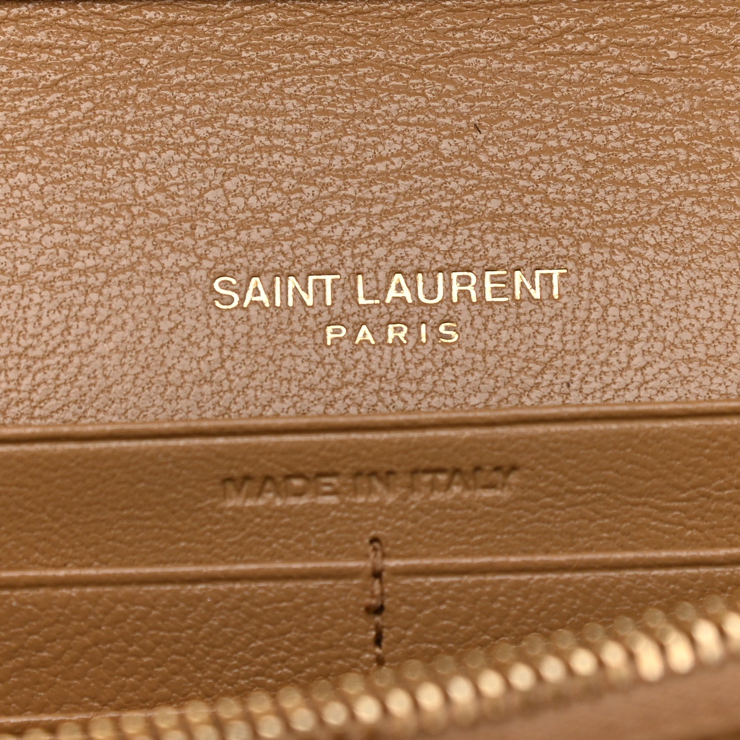 Saint Laurent Lambskin Diamond Quilted Becky Chain Wallet Gold Sand 6 of 10