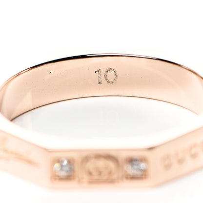 Gucci 18K Rose Gold Diamond Octagon Logo Band Ring 50 5.25 3 of 5