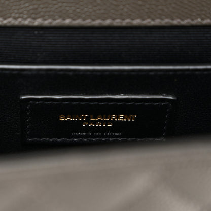 Saint Laurent Grain De Poudre Textured Mixed Matelasse Triquilt Medium Monogram Satchel Pebble 6 of 11