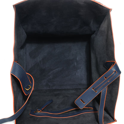Celine Drummed Leather Medium Phantom Luggage Royal Blue Orange Trim 5 of 8