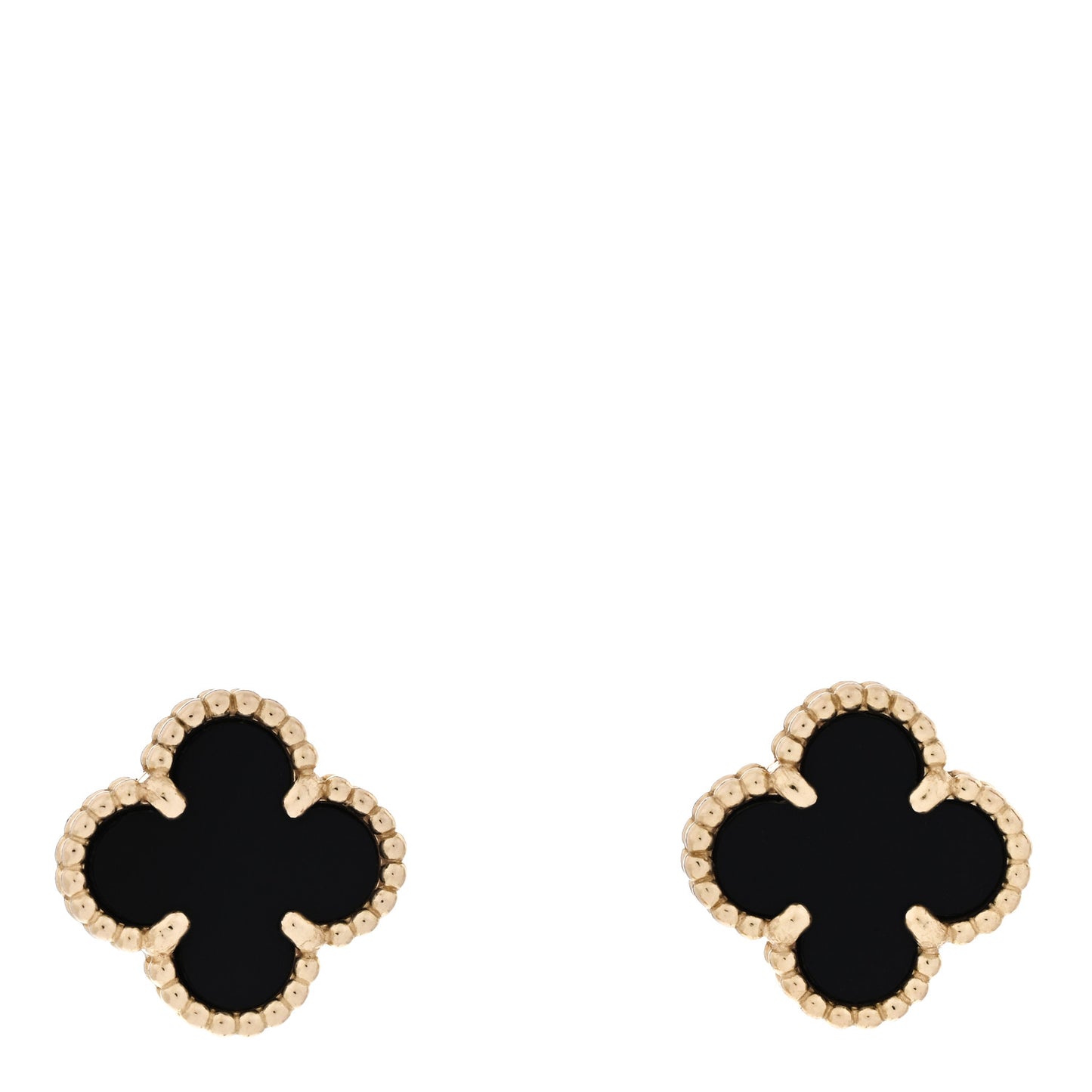 18K Yellow Gold Black Onyx Sweet Alhambra Earrings