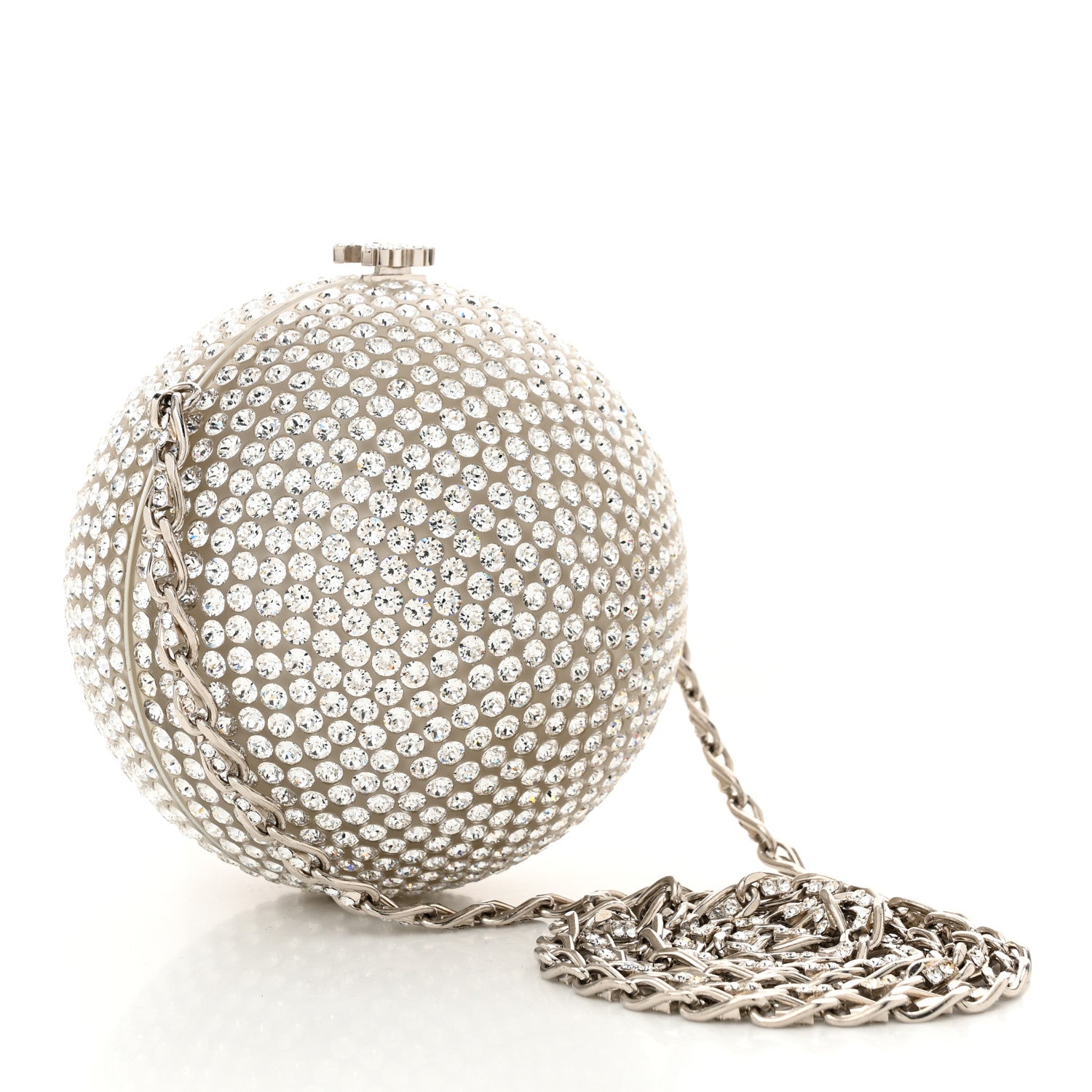 Chanel Plexiglass Strass CC Round Minaudiere Clutch Silver 3 of 10