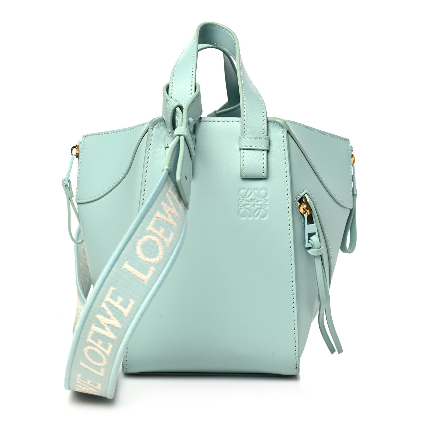 Satin Calfskin Compact Hammock Shoulder Bag Celadon Glaze