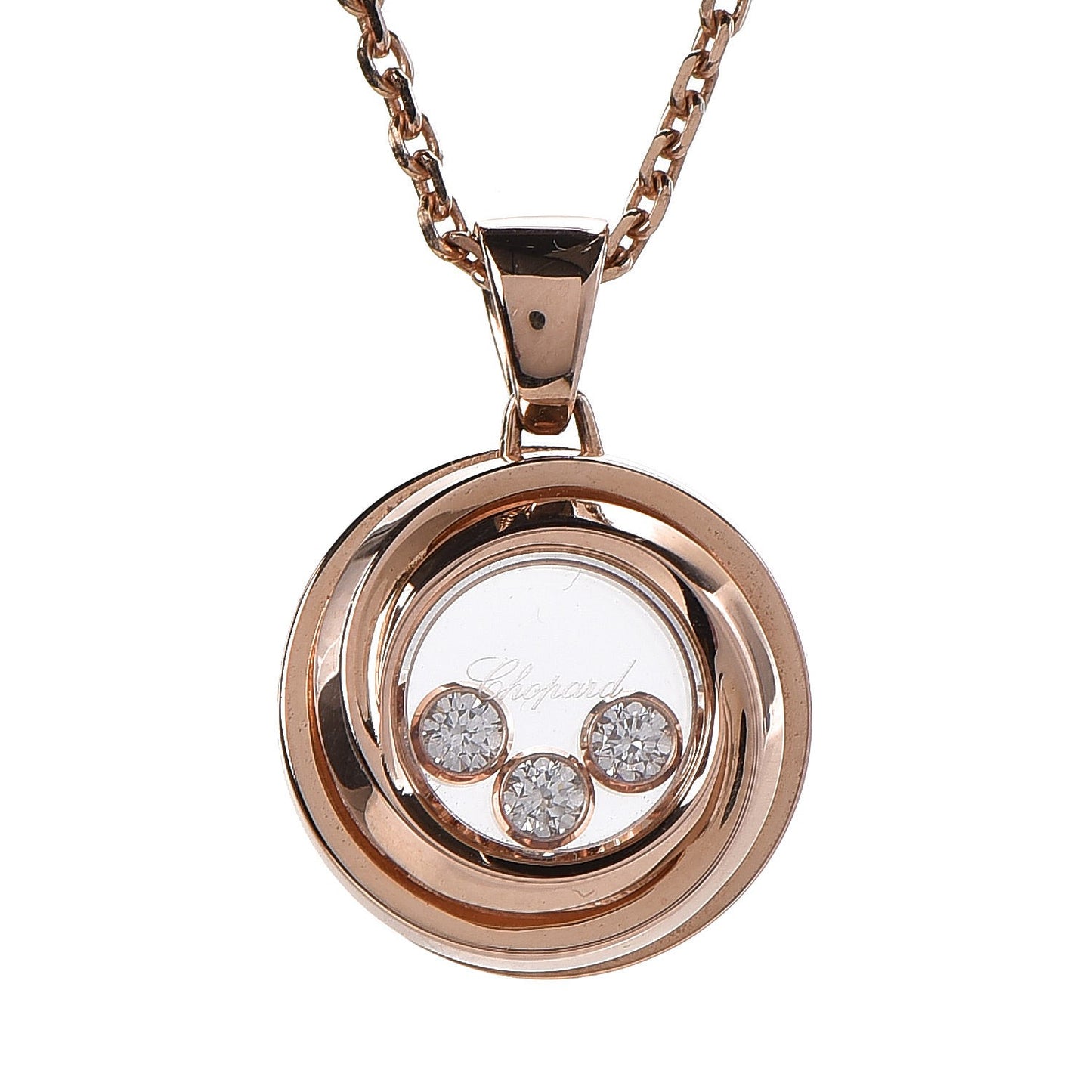 18K Rose Gold Diamond Happy Emotions Pendant Necklace
