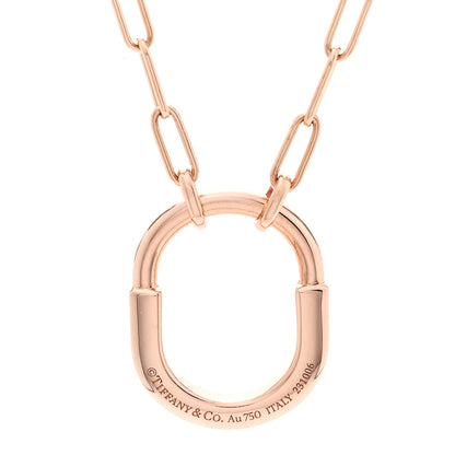 Tiffany 18K Rose Gold Pink Sapphire Small Lock Pendant Necklace 5 of 6
