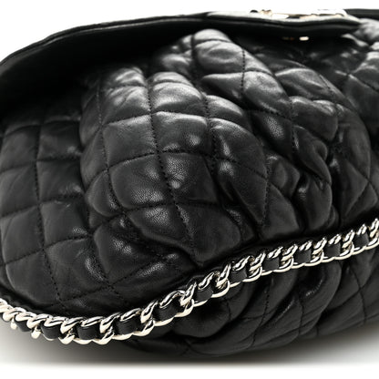 Chanel Washed Lambskin Quilted Large Chain Around Messenger Black 9 of 10