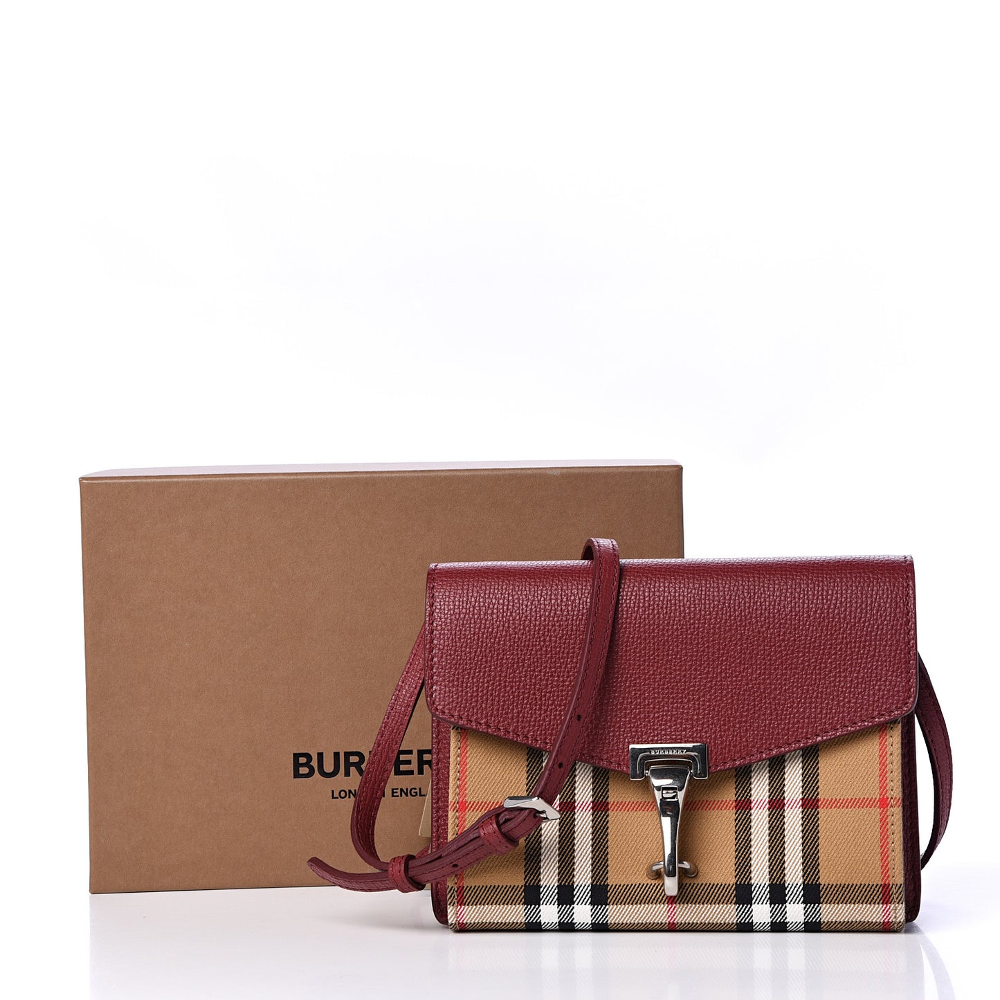 Derby Calfskin House Check Mini Macken Crossbody Bag Russet Red