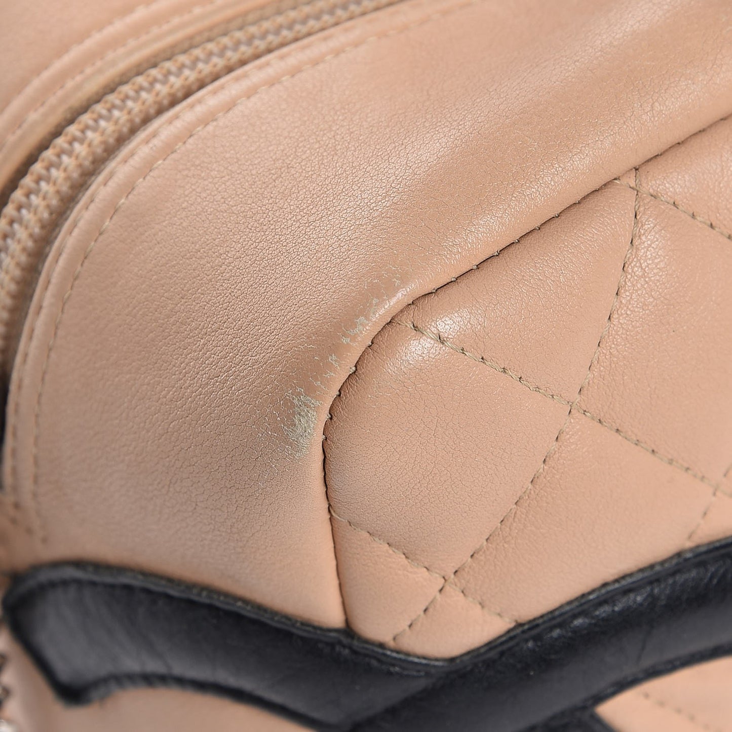 Calfskin Quilted Large Cambon Bowler Beige Black