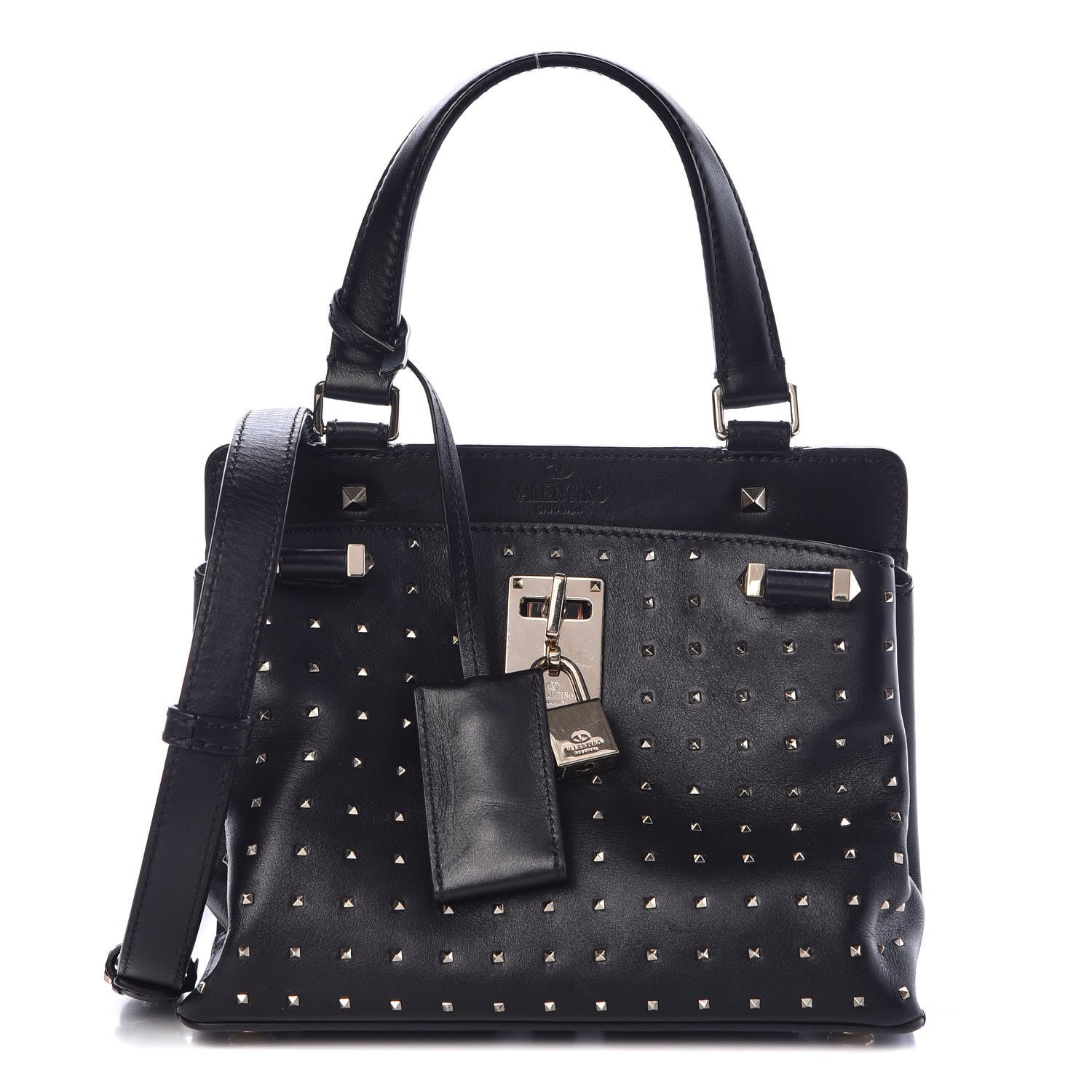 Valentino Garavani Calfskin Studded Small Joylock Satchel Black 1 of 15