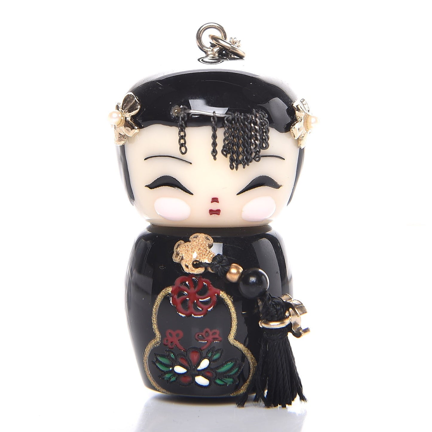 Resin China Doll Necklace Black