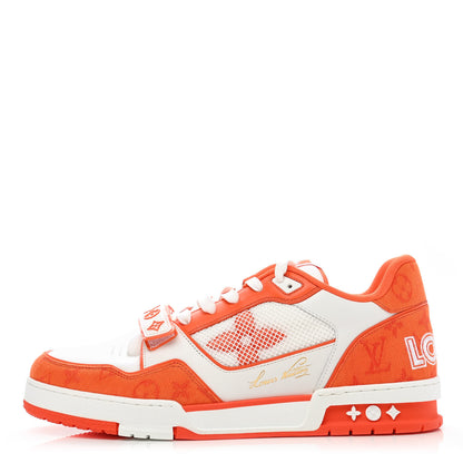 Louis Vuitton Monogram Denim Mens LV Trainer Sneakers 10 Orange 1 of 8