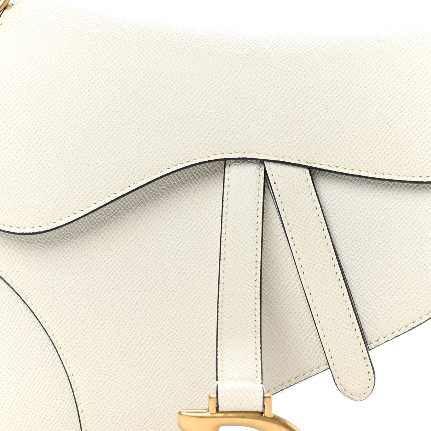 Christian Dior Grained Calfskin Saddle Bag White 8 of 10