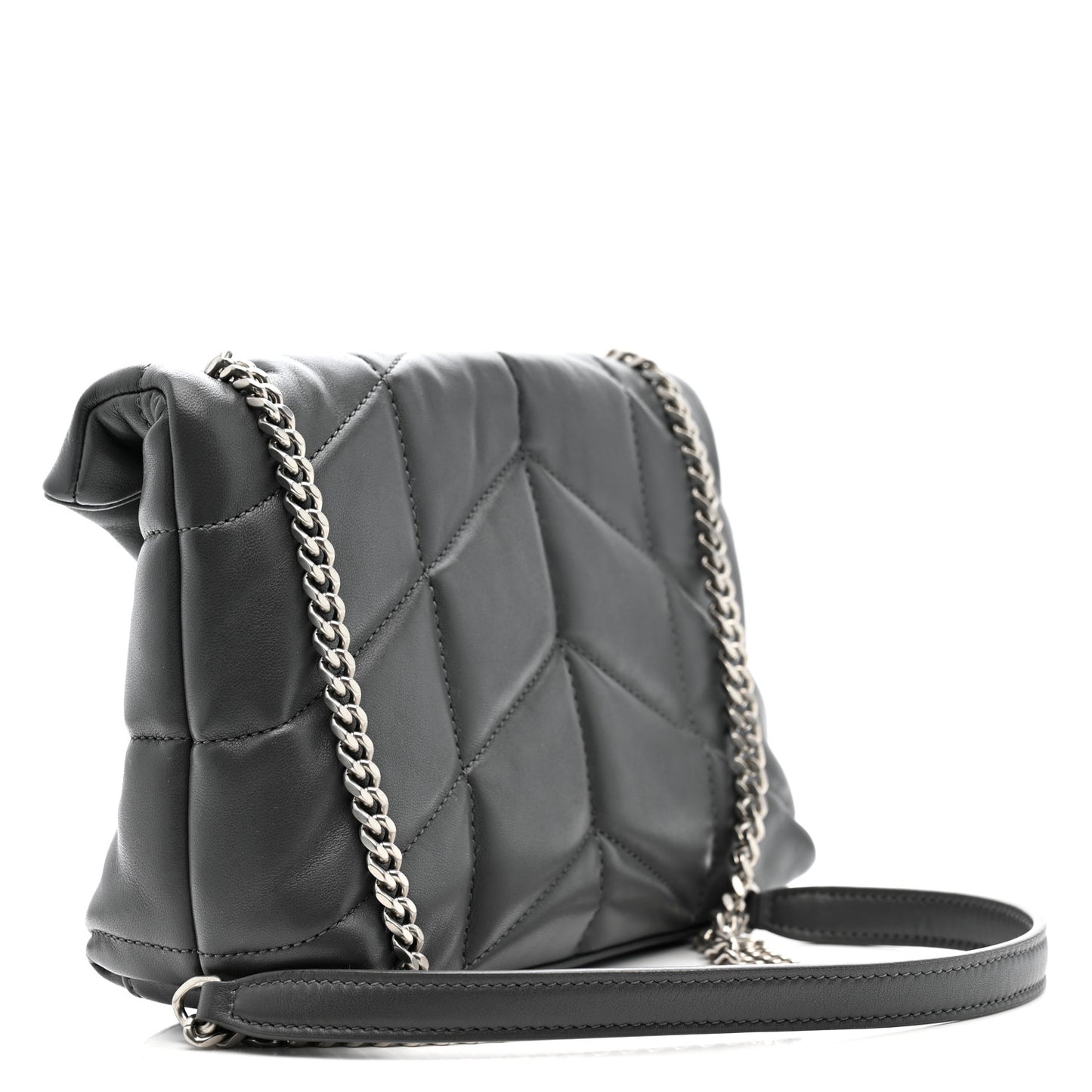 Lambskin Quilted Toy Loulou Puffer Monogram Chain Satchel Storm