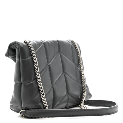 Saint Laurent Lambskin Quilted Toy Loulou Puffer Monogram Chain Satchel Storm 3 of 12