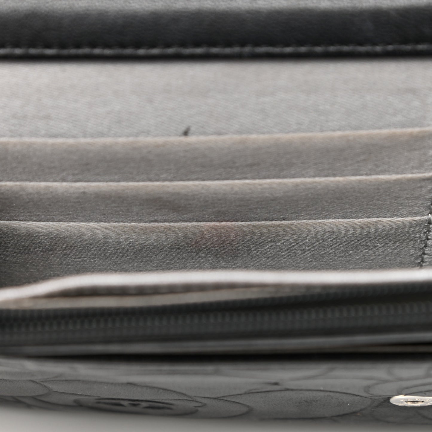 Lambskin Camellia Embossed Wallet on Chain WOC Black