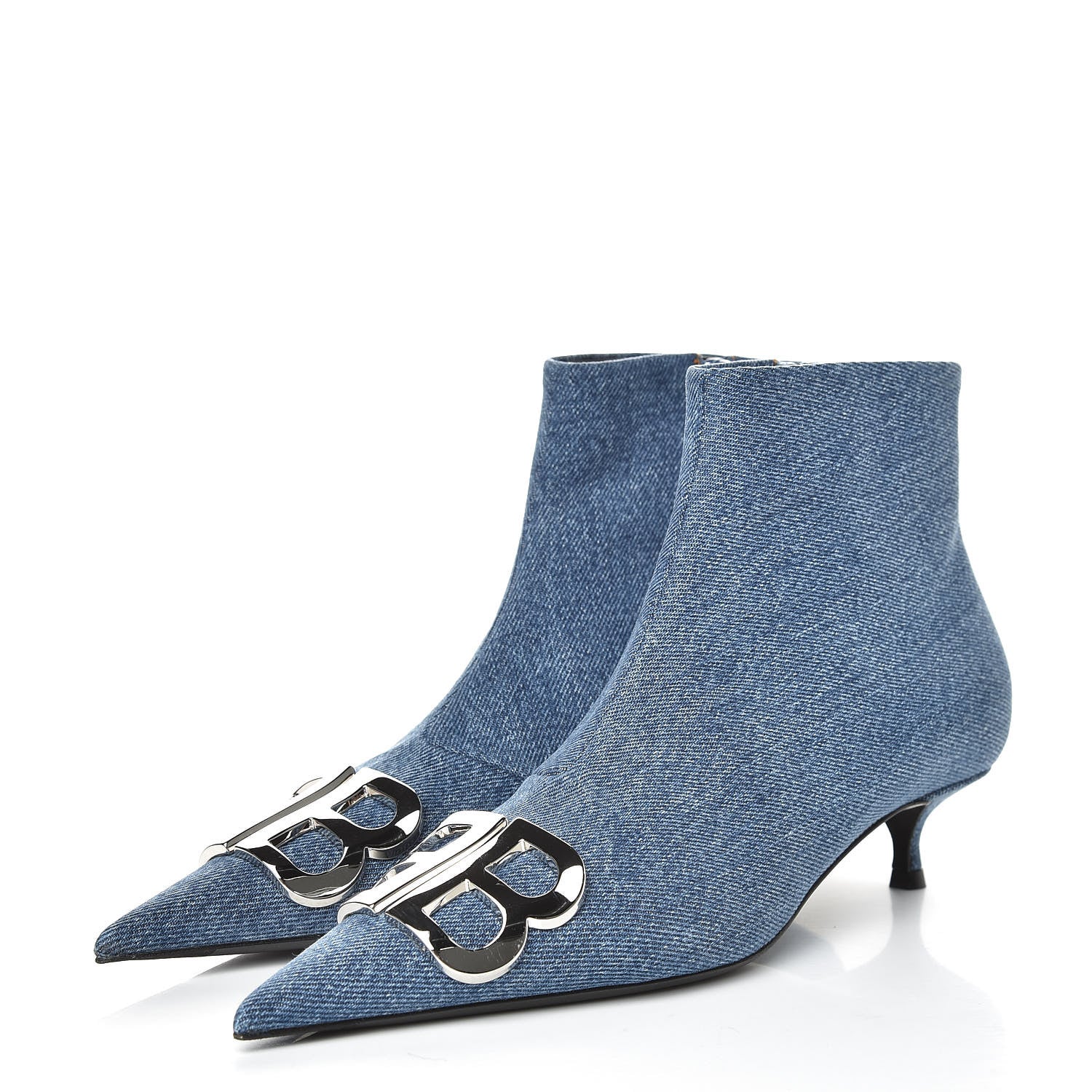 Balenciaga Denim BB Pointy Toe Ankle Booties 35.5 Light Bleu 3 of 9