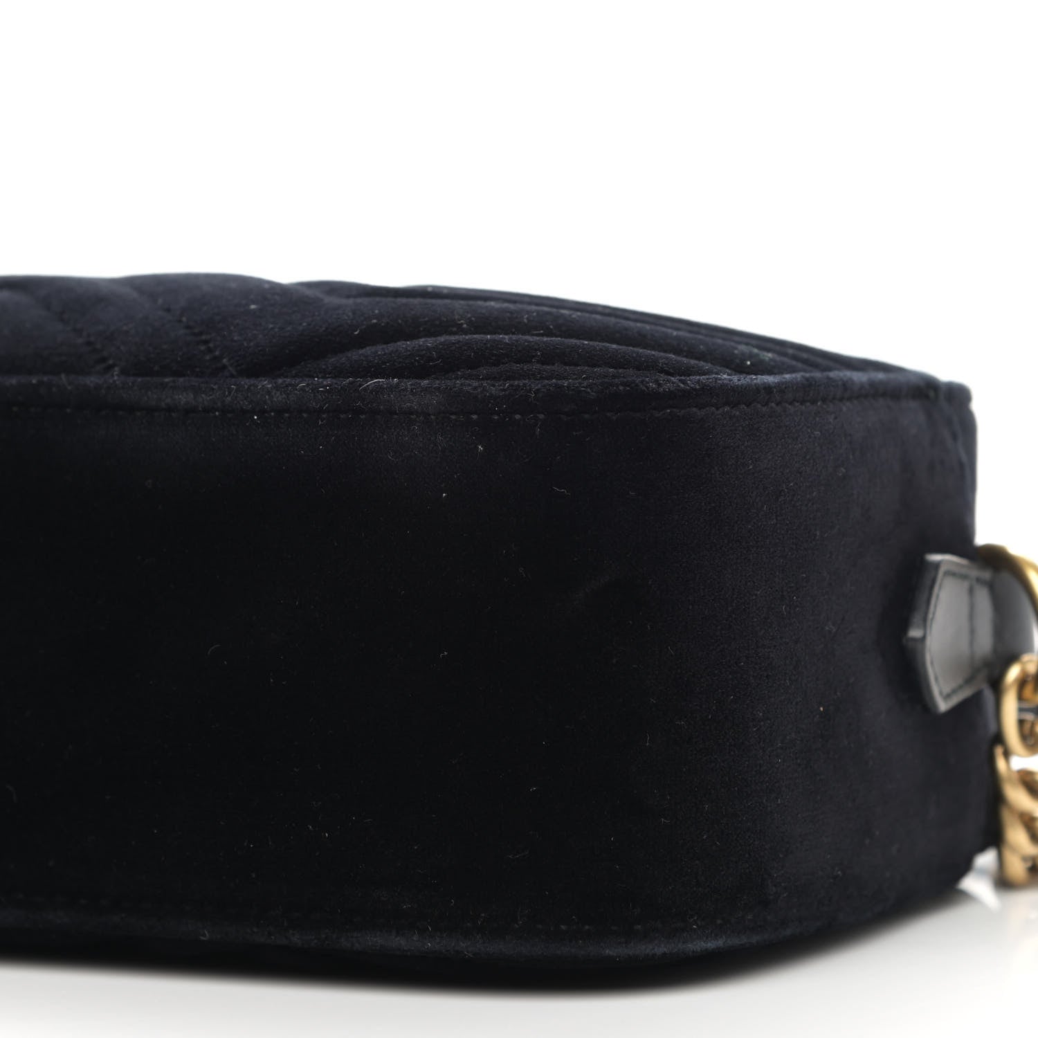 Gucci Velvet Matelasse Small GG Marmont Chain Shoulder Bag Black 10 of 12