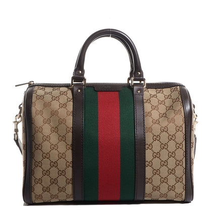 Gucci Monogram Vintage Web Medium Boston Dark Brown 1 of 9