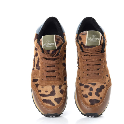 Valentino Garavani Calf Hair Suede Leopard Print Womens Rockrunner Sneakers 36.5 Multicolor 6 of 9