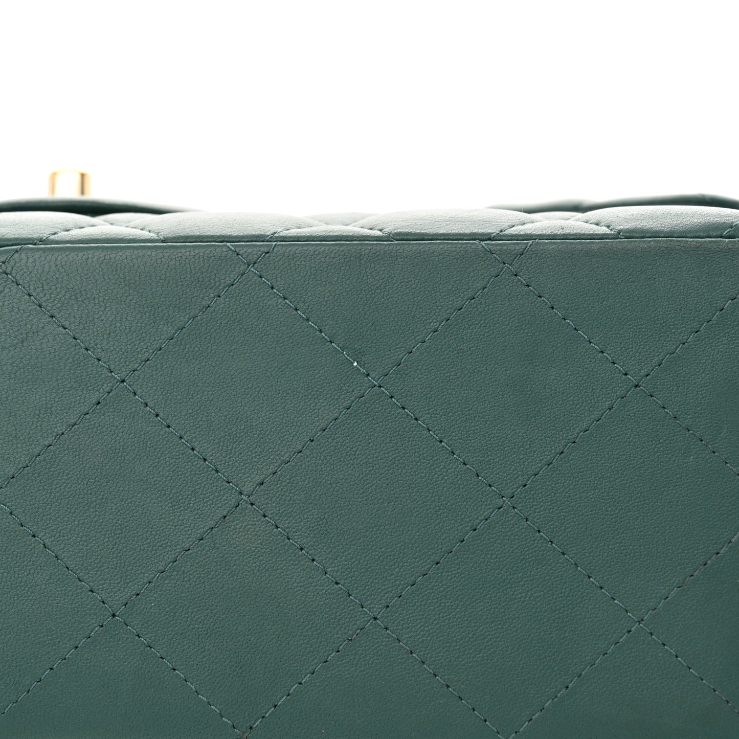Lambskin Quilted Jumbo Double Flap Green