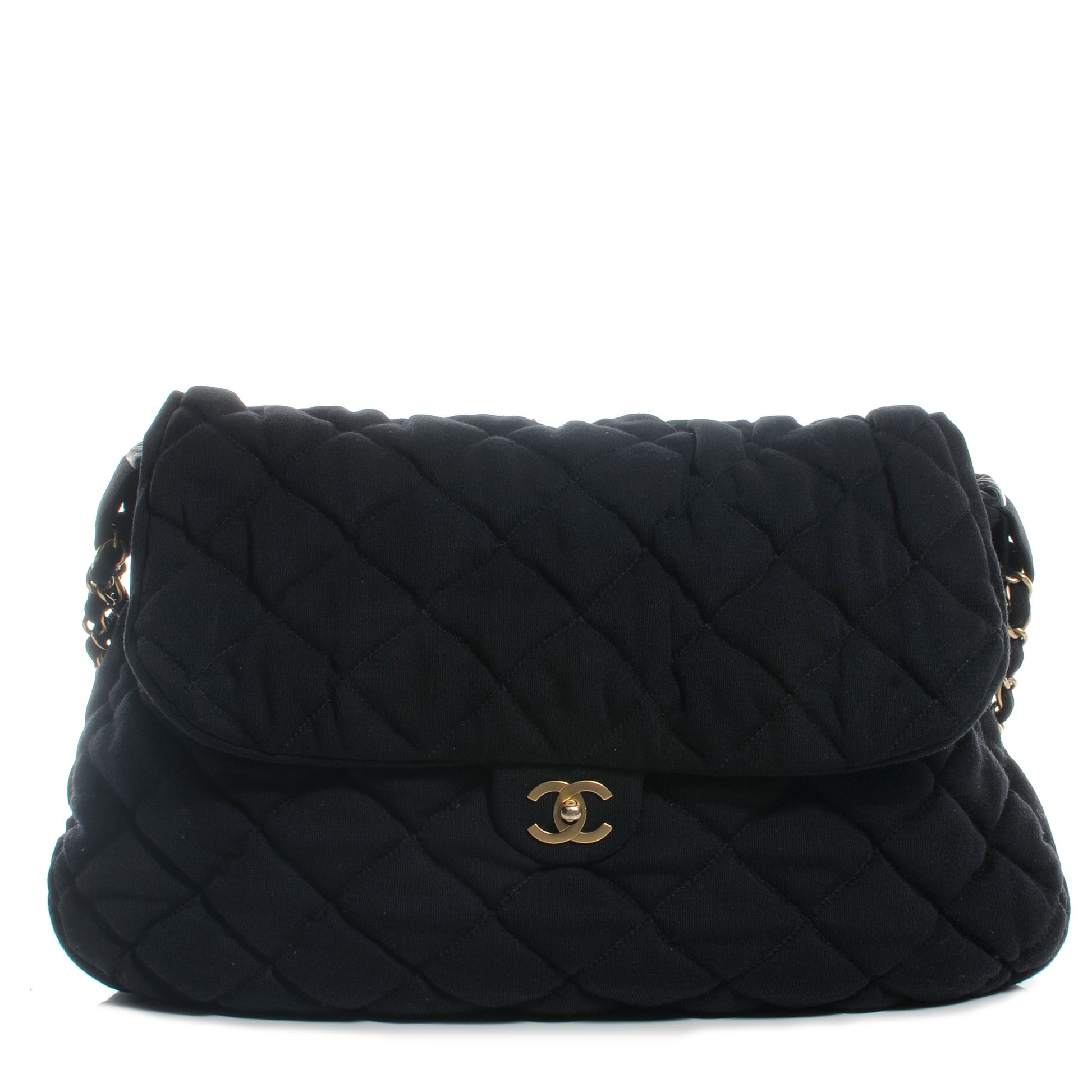 Chanel Jersey Large Bubble Quilt Flap Black 1 of 8