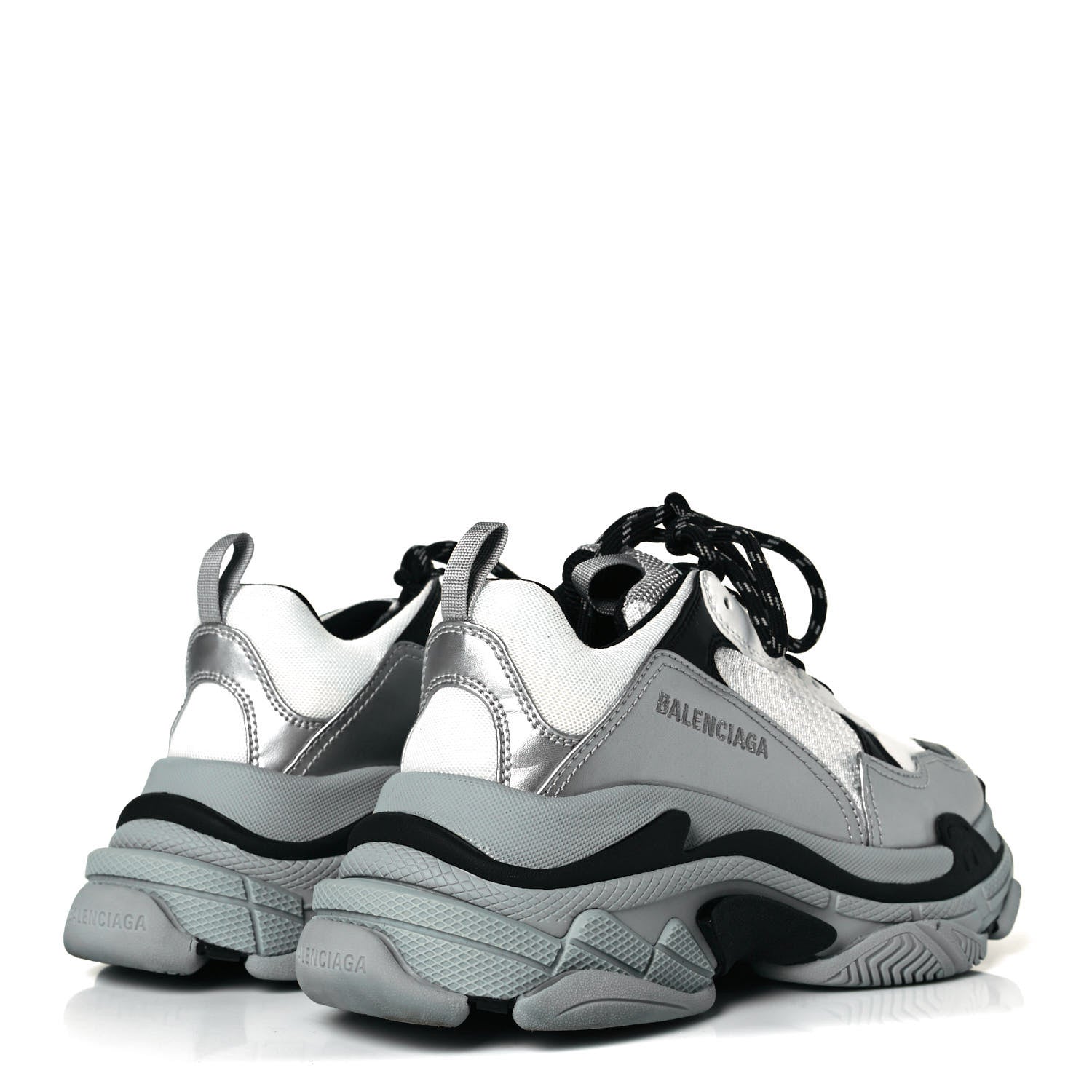 Balenciaga Metallic Fabric Mesh Mens Triple S Sneakers 39 Grey Dark Grey Black 4 of 11