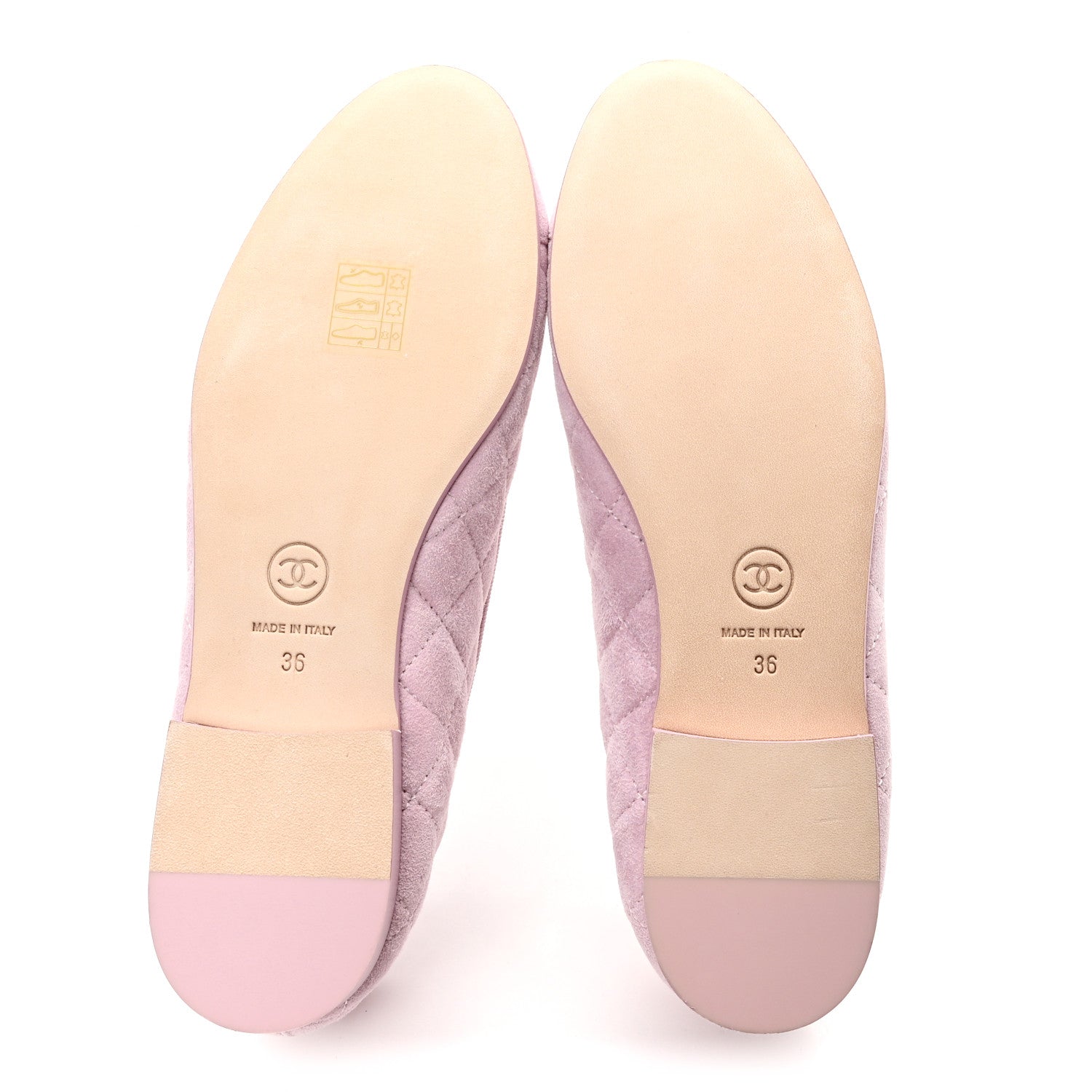 Chanel Suede Quilted Cap Toe CC Ballerina Flats 36 Light Pink 6 of 9