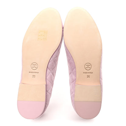 Chanel Suede Quilted Cap Toe CC Ballerina Flats 36 Light Pink 6 of 9
