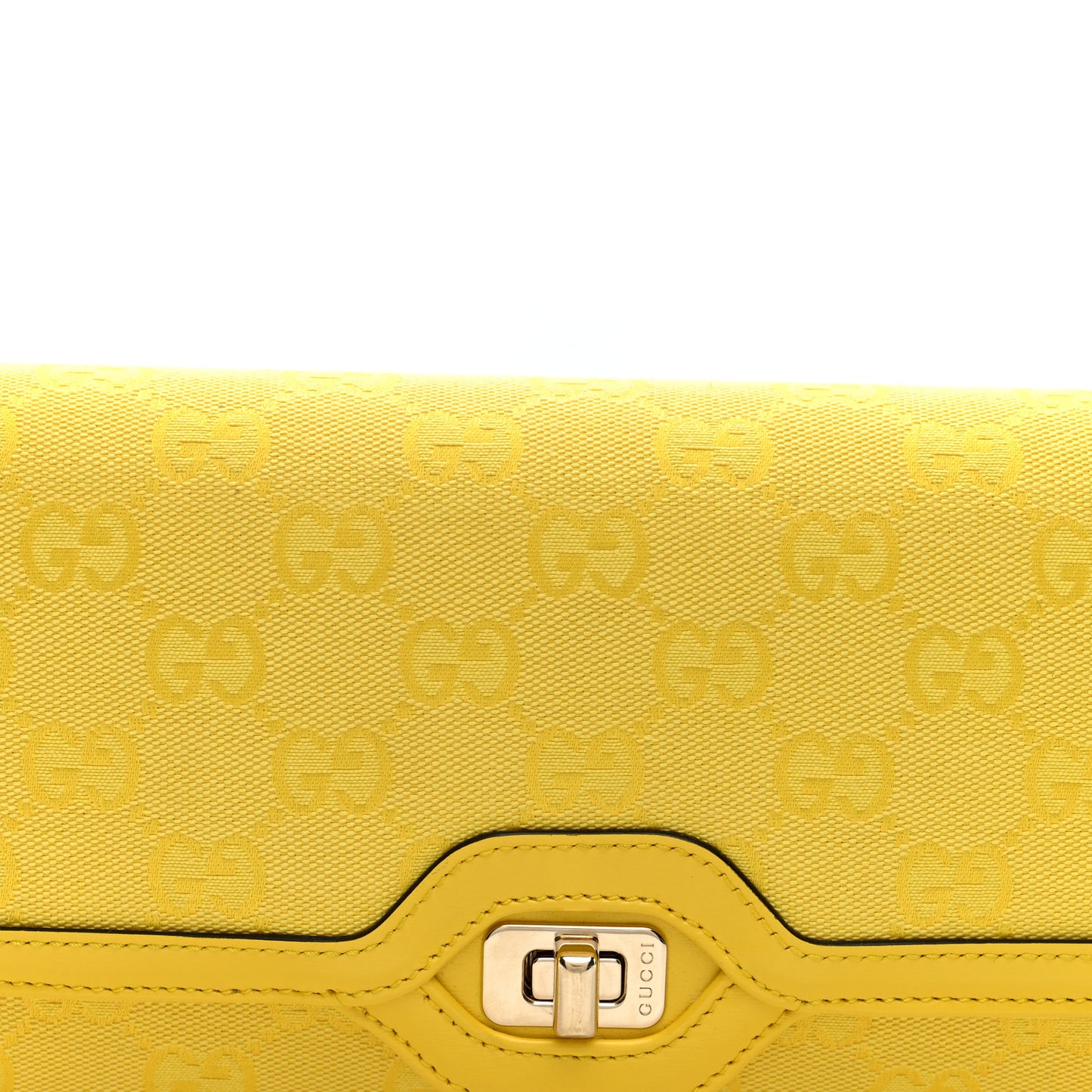 GG Monogram Textured Dollar Calfskin Small Luce Shoulder Bag Yellow Yellow