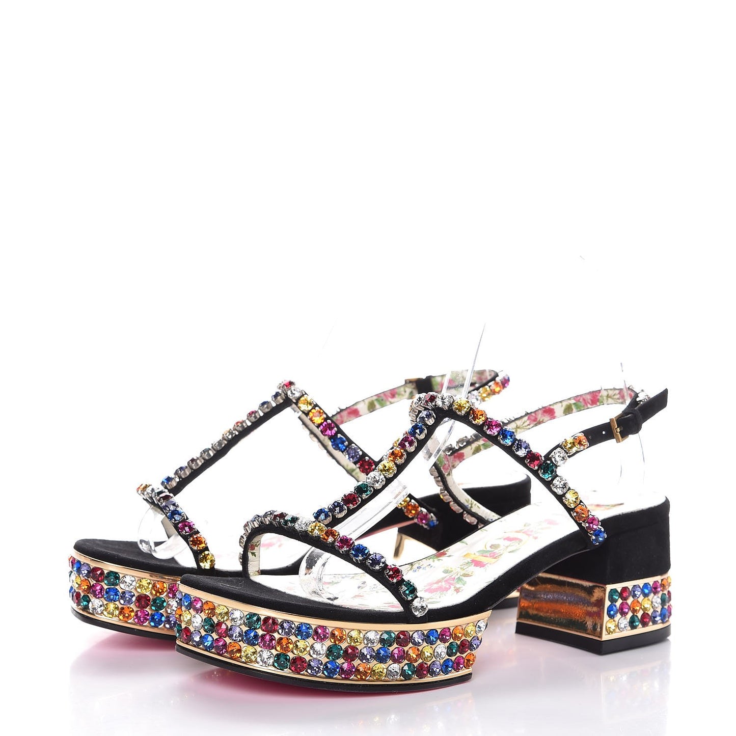 Kid Scamosciato Crystal Mira Platform Sandals 37 Multicolor