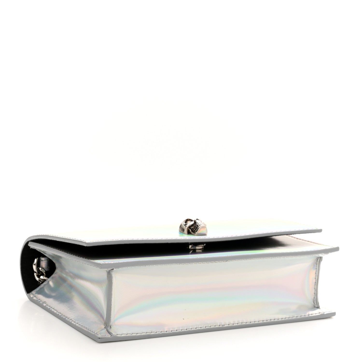 Alexander McQueen Iridescent Calfskin Skull Crossbody Silver 4 of 12