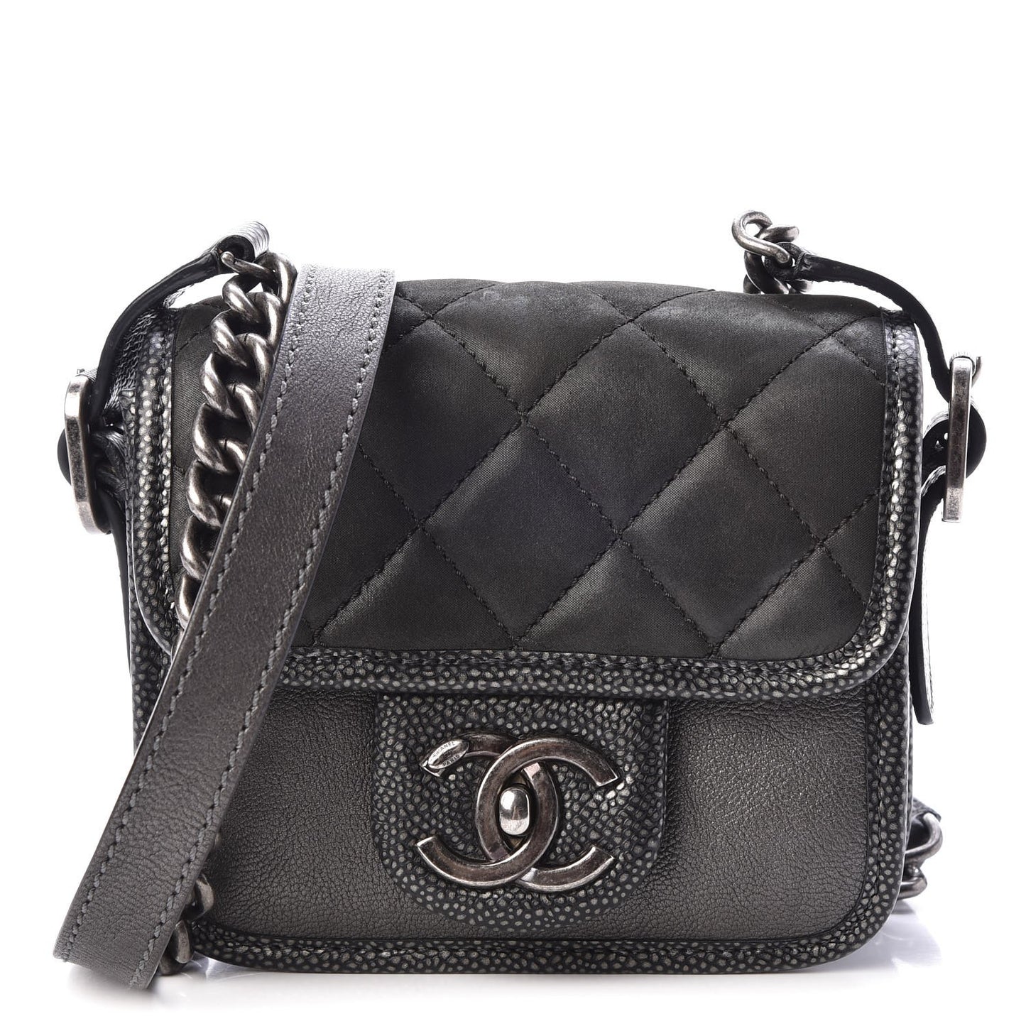 Iridescent Calfskin Mini Back To School Crossbody Flap Anthracite
