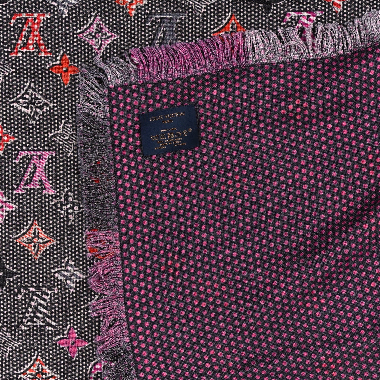 Wool Silk Monogram Shawl Multicolor