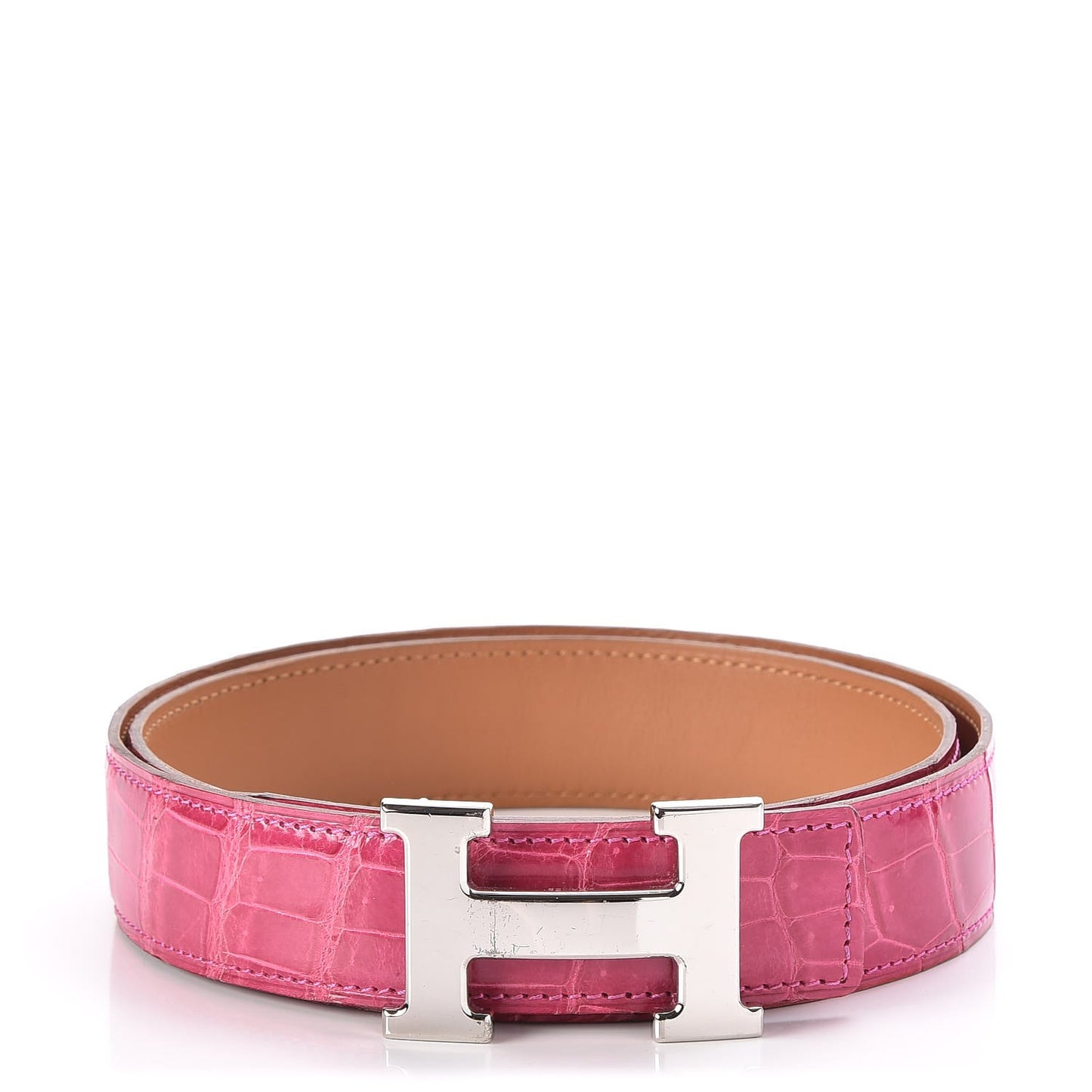 Shiny Porosus Crocodile 32mm H Belt 90 Fuchsia