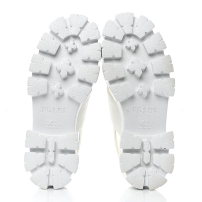 Prada Spazzolato Metal Triangle Logo Padded Monolith 55mm Slingback Sandals 38 White 5 of 9