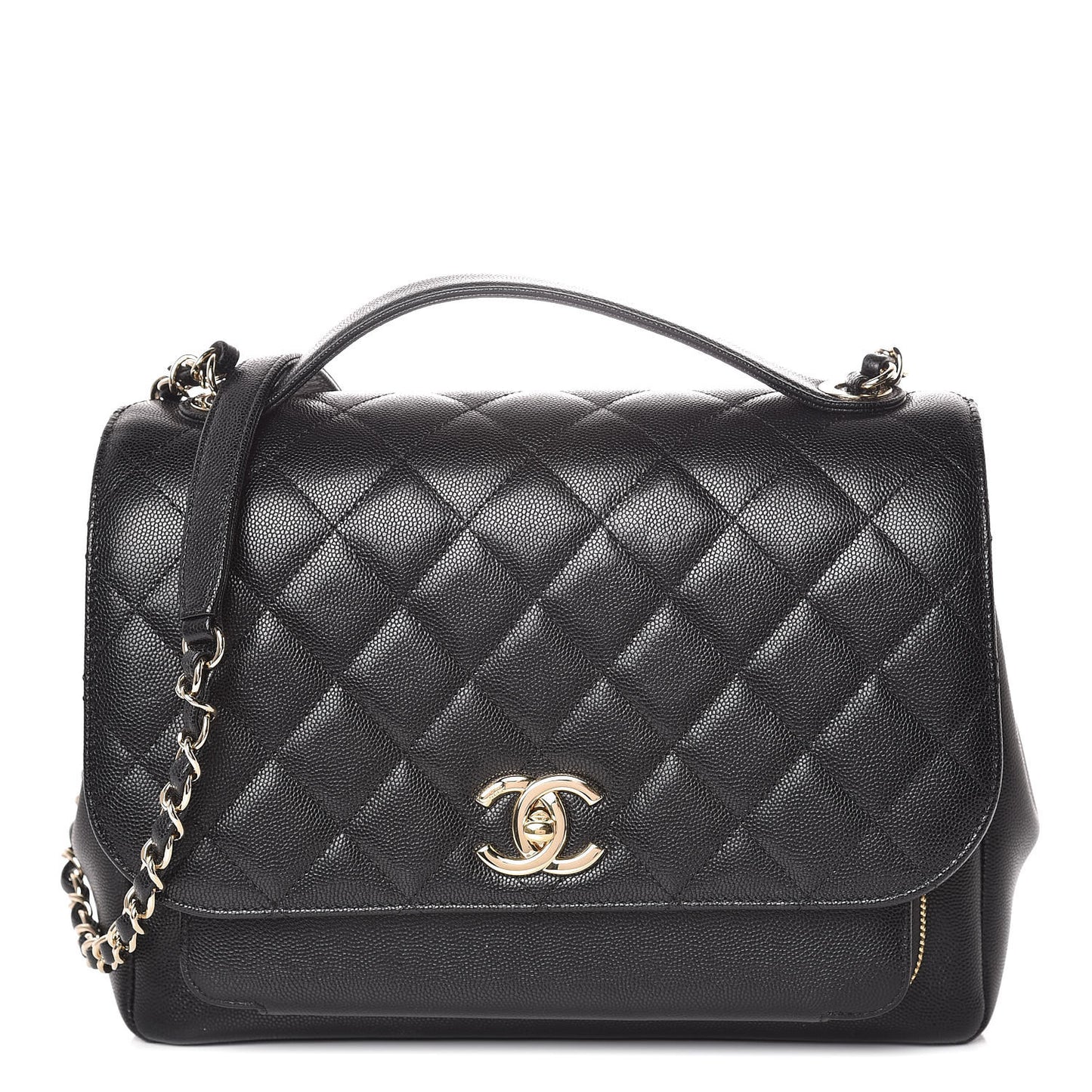 Caviar Quilted Large Business Affinity Flap Black