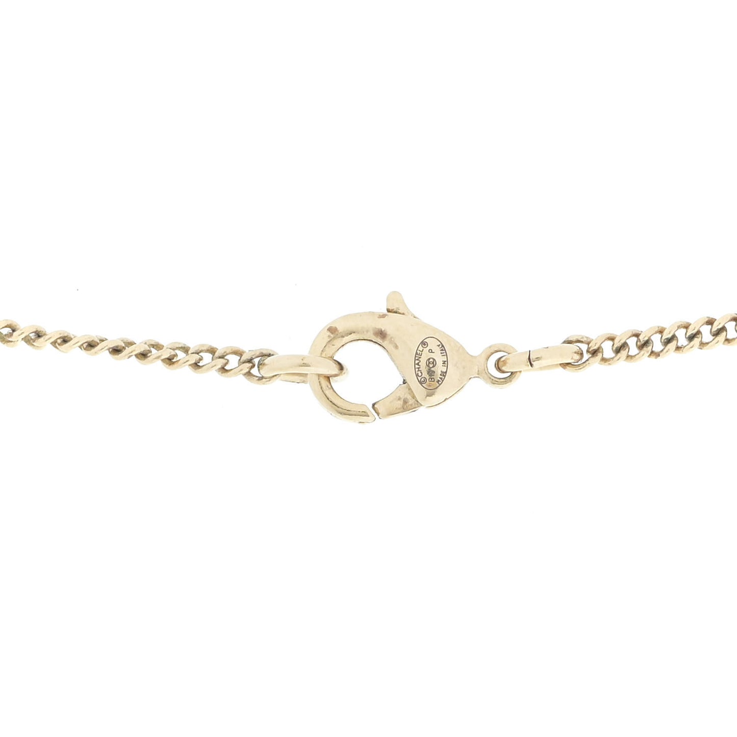 Lambskin CC Chain Necklace Gold Black